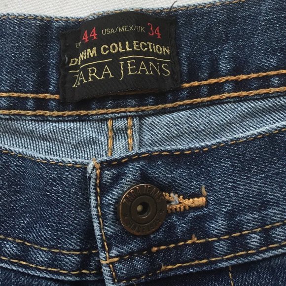 ZARA JEANS Collection Women's Straight Jeans Mid Rise Logo RN USA 773  Blue 34 - Picture 9 of 10